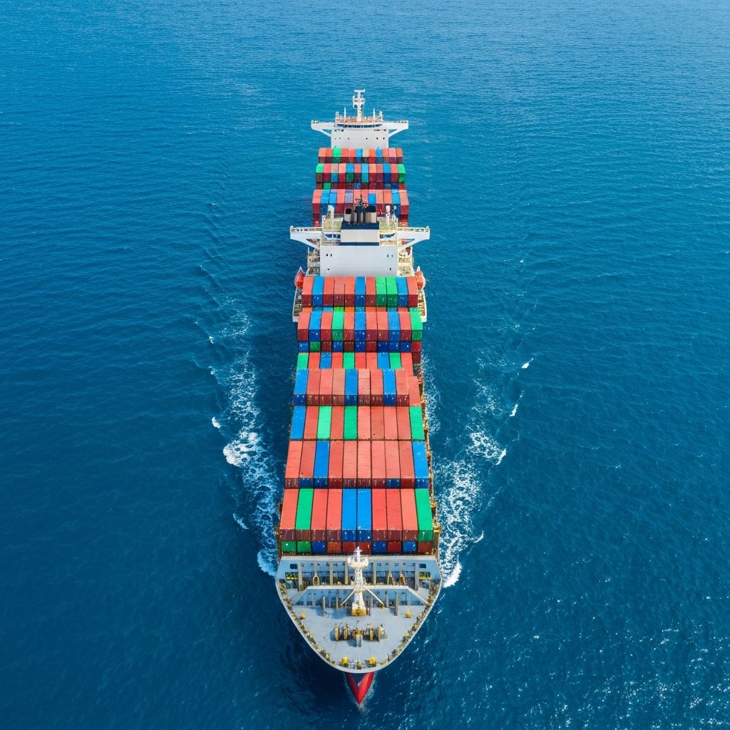 Cargo ship carrying containers across the ocean - International maritime shipping